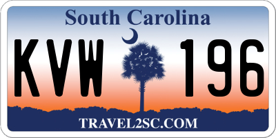 SC license plate KVW196
