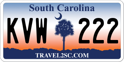 SC license plate KVW222