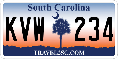 SC license plate KVW234