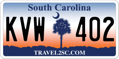 SC license plate KVW402