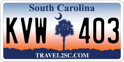 SC license plate KVW403