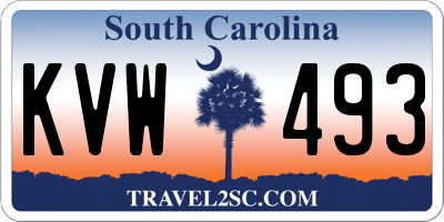 SC license plate KVW493
