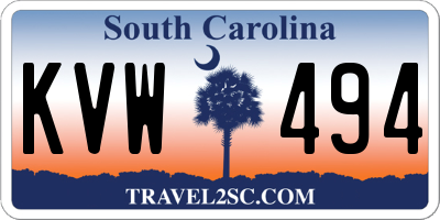 SC license plate KVW494