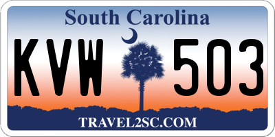 SC license plate KVW503