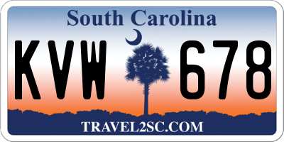 SC license plate KVW678
