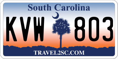 SC license plate KVW803