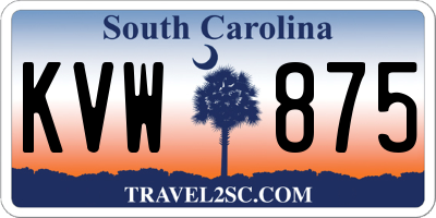 SC license plate KVW875