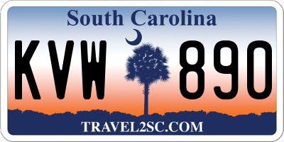 SC license plate KVW890
