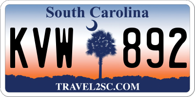 SC license plate KVW892