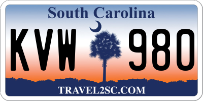 SC license plate KVW980