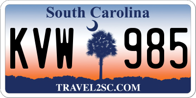 SC license plate KVW985