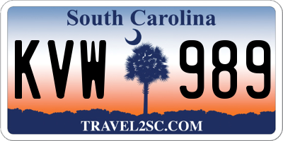 SC license plate KVW989
