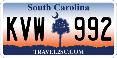 SC license plate KVW992