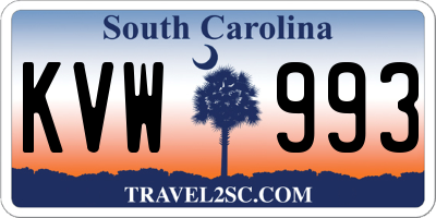SC license plate KVW993