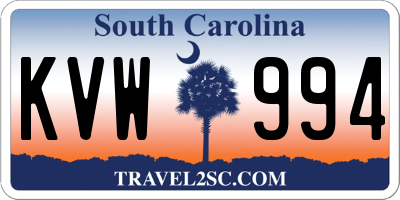 SC license plate KVW994