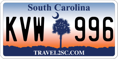 SC license plate KVW996
