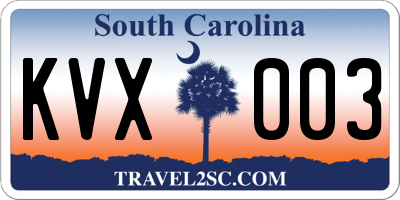 SC license plate KVX003