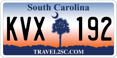 SC license plate KVX192