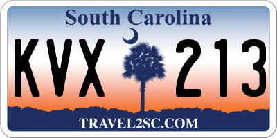 SC license plate KVX213