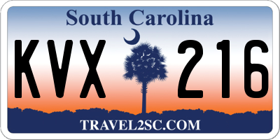 SC license plate KVX216