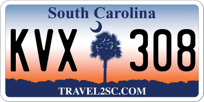 SC license plate KVX308