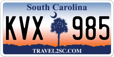 SC license plate KVX985