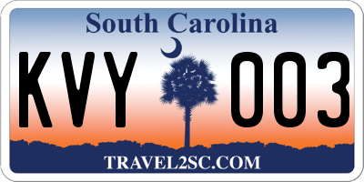 SC license plate KVY003