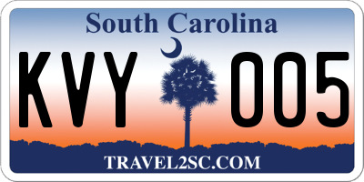 SC license plate KVY005