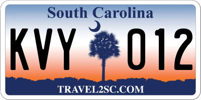 SC license plate KVY012