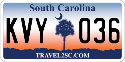 SC license plate KVY036
