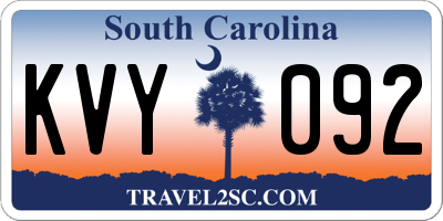SC license plate KVY092