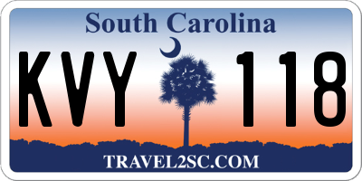 SC license plate KVY118