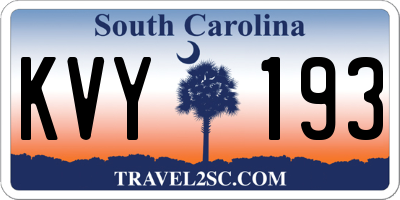 SC license plate KVY193