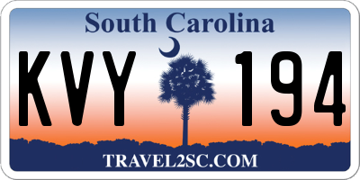 SC license plate KVY194