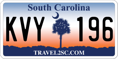SC license plate KVY196
