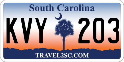 SC license plate KVY203