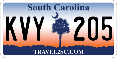 SC license plate KVY205