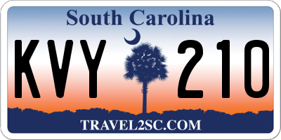 SC license plate KVY210