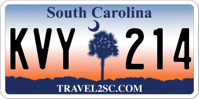 SC license plate KVY214