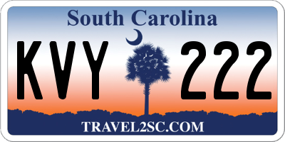 SC license plate KVY222