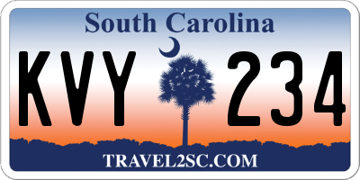 SC license plate KVY234