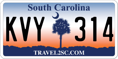 SC license plate KVY314