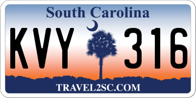 SC license plate KVY316