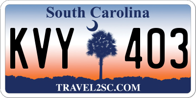 SC license plate KVY403