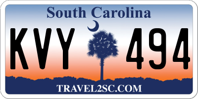 SC license plate KVY494