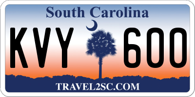 SC license plate KVY600