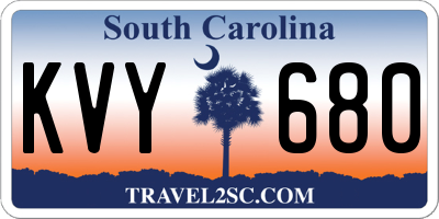 SC license plate KVY680