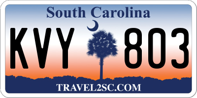 SC license plate KVY803