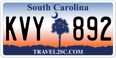 SC license plate KVY892