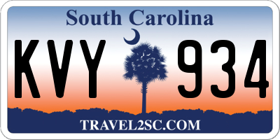 SC license plate KVY934